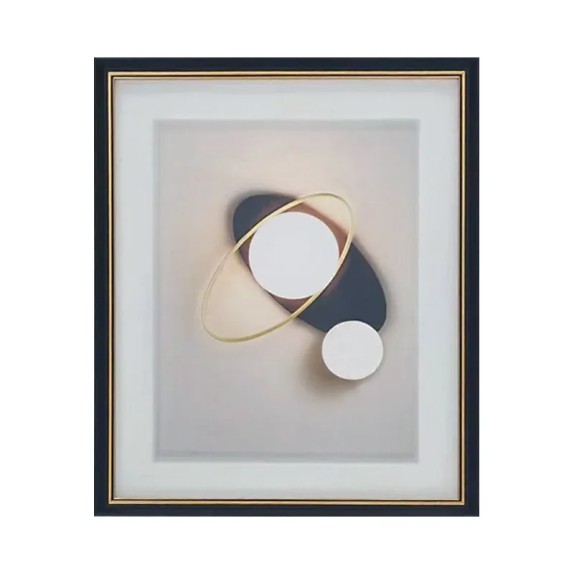 ΠΙΝΑΚΑΣ ΣΕ ΜΑΥΡΗ ΚΟΡΝΙΖΑ ΜΕ ΓΥΑΛΙ - 3D ΚΥΚΛΟΙ ΑΦΗΡΗΜΕΝΟ - 41x51cm 15/ΚΙΒ – Ταιριάζει σε κάθε μοντέρνο ή επαγγελματικό χώρο | iro