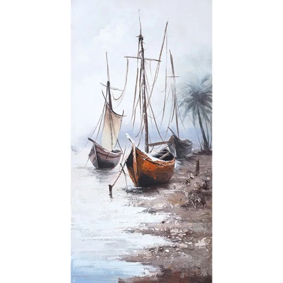 ΠΙΝΑΚΑΣ ΚΑΜΒΑΣ 3 ΒΑΡΚΕΣ ΣΕ ΑΚΤΗ ΜΕ ΦΟΙΝΙΚΑ - 70x140cm 6/KIB – Δίνει premium χαρακτήρα στο περιβάλλον | iroots.gr