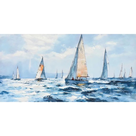 ΠΙΝΑΚΑΣ ΚΑΜΒΑΣ ΙΣΤΙΟΠΛΟΪΚΑ ΣΤΗ ΘΑΛΑΣΣΑ - 3D ΣΤΟΙΧΕΙΑ - 120x60cm 6/KIB – Δίνει premium χαρακτήρα στο περιβάλλον | iroots.gr