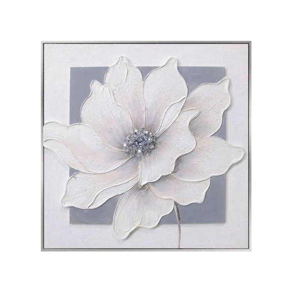 ΠΙΝΑΚΑΣ ΚΑΜΒΑΣ ΛΟΥΛΟΥΔΙ ΛΕΥΚΟ/ΓΚΡΙ ΣΕ ΚΟΡΝΙΖΑ - 3D ΣΤΟΙΧΕΙΑ - 60x60cm 10/KIB – Αναβαθμίζει άμεσα τον χώρο σου | iroots.gr