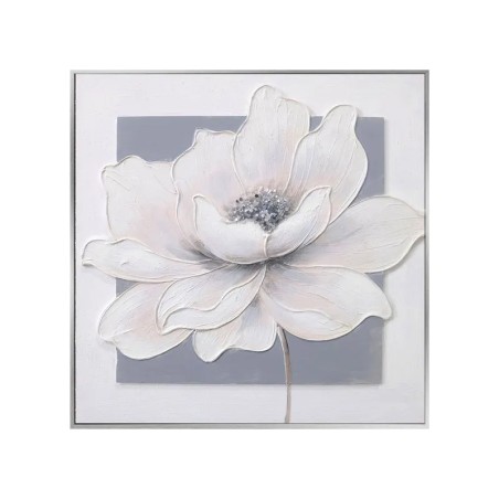 ΠΙΝΑΚΑΣ ΚΑΜΒΑΣ ΛΟΥΛΟΥΔΙ ΛΕΥΚΟ/ΓΚΡΙ ΣΕ ΚΟΡΝΙΖΑ - 3D ΣΤΟΙΧΕΙΑ - 60x60cm 10/KIB – Δημιουργεί αίσθηση πολυτέλειας χωρίς κόπο | iroot