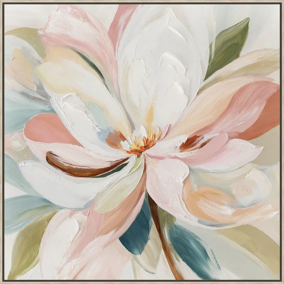 ΠΙΝΑΚΑΣ ΚΑΜΒΑΣ ΡΟΖ/ΠΡΑΣΙΝΟ ΛΟΥΛΟΥΔΙ ΣΕ ΚΟΡΝΙΖΑ - 102.5x102.5x3.5cm 6/ΚΙΒ – Προσφέρει μοναδική αισθητική | iroots.gr