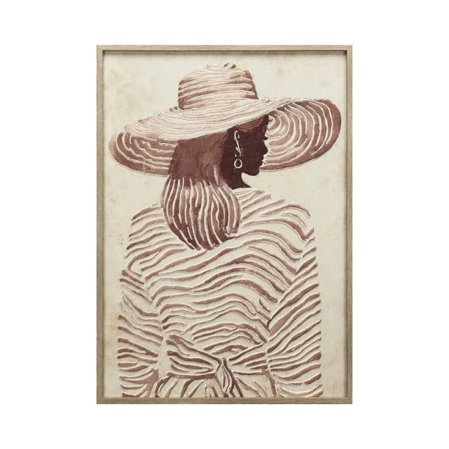 ΠΙΝΑΚΑΣ ΚΑΜΒΑΣ ΓΥΝΑΙΚΑ ΜΕ ΚΑΠΕΛΟ ΕΚΡΟΥ/ΚΑΦΕ ΑΝΑΓΛΥΦΟ ΕΦΕ ΣΕ ΚΟΡΝΙΖΑ - 50x70x3cm 7/ΚΙΒ – Ταιριάζει σε κάθε μοντέρνο ή επαγγελματι