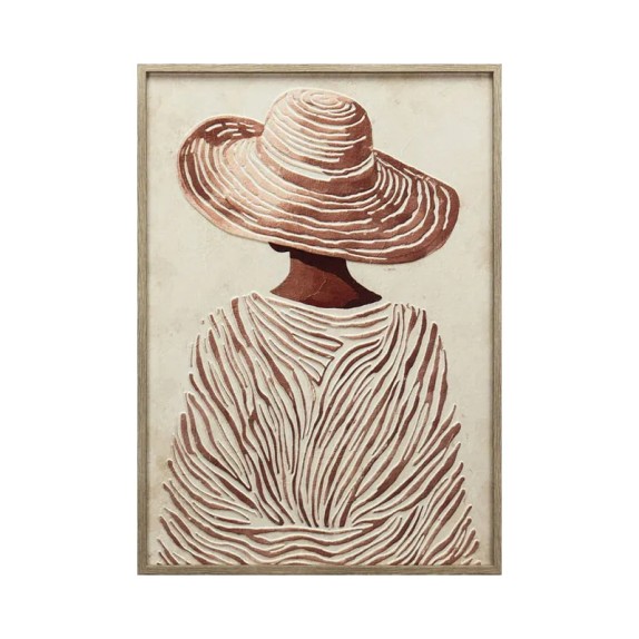 ΠΙΝΑΚΑΣ ΚΑΜΒΑΣ ΓΥΝΑΙΚΑ ΜΕ ΚΑΠΕΛΟ ΕΚΡΟΥ/ΚΑΦΕ ΑΝΑΓΛΥΦΟ ΕΦΕ ΣΕ ΚΟΡΝΙΖΑ - 50x70x3cm 7/ΚΙΒ – Δίνει premium χαρακτήρα στο περιβάλλον |