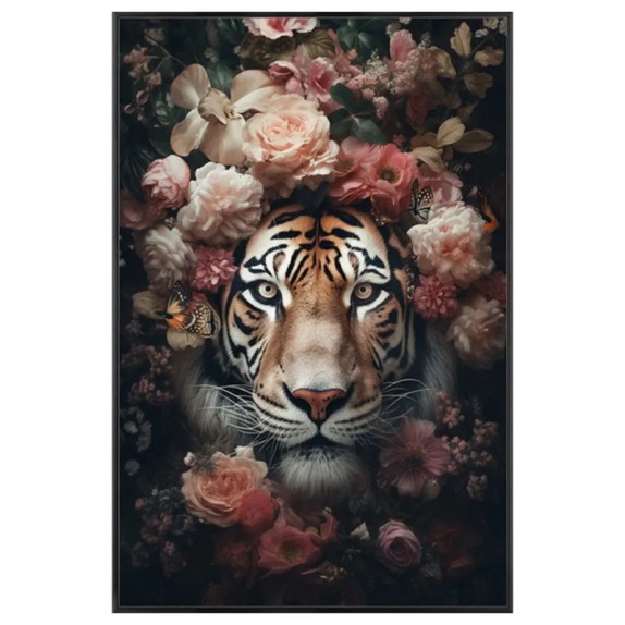 ΠΙΝΑΚΑΣ ΚΑΜΒΑΣ ΤΙΓΡΗ ΜΕ ΛΟΥΛΟΥΔΙΑ ΠΑΣΤΕΛ ΣΕ ΚΟΡΝΙΖΑ - 60x90x3.5cm 15/ΚΙΒ – Ταιριάζει σε κάθε μοντέρνο ή επαγγελματικό χώρο | iro