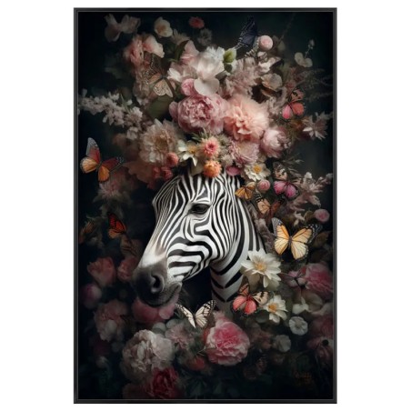 ΠΙΝΑΚΑΣ ΚΑΜΒΑΣ ΖΕΒΡΑ ΜΕ ΛΟΥΛΟΥΔΙΑ ΠΑΣΤΕΛ ΣΕ ΚΟΡΝΙΖΑ - 60x90x3.5cm 15/ΚΙΒ – Προσφέρει μοναδική αισθητική | iroots.gr