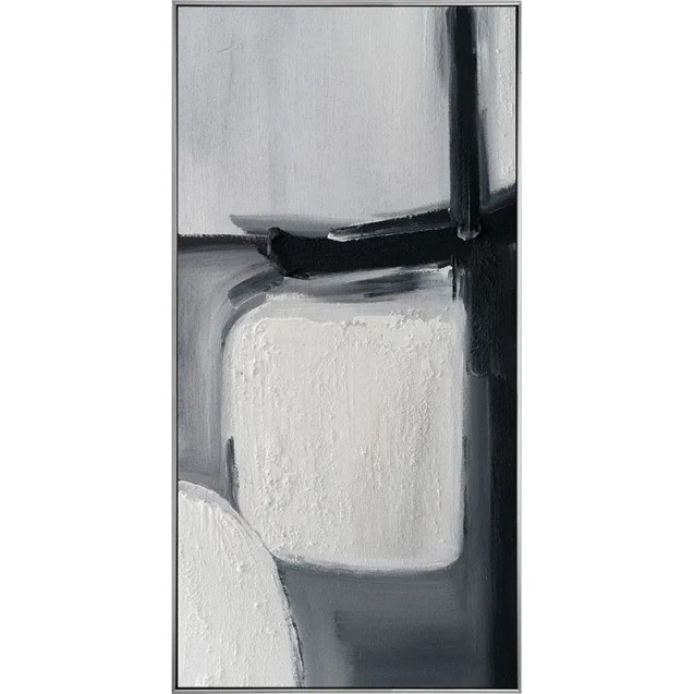 ΠΙΝΑΚΑΣ ΚΑΜΒΑΣ ΑΣΠΡΟΜΑΥΡΟ ΑΦΗΡΗΜΕΝΟ ΣΧΕΔΙΟ ΣΕ ΚΟΡΝΙΖΑ - 62.5x122.5x3.5cm 6/ΚΙΒ – Δημιουργεί αίσθηση πολυτέλειας χωρίς κόπο | iro