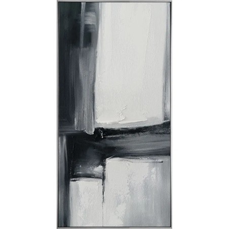 ΠΙΝΑΚΑΣ ΚΑΜΒΑΣ ΑΣΠΡΟΜΑΥΡΟ ΑΦΗΡΗΜΕΝΟ ΣΧΕΔΙΟ ΣΕ ΚΟΡΝΙΖΑ - 62.5x122.5x3.5cm 6/ΚΙΒ – Προσφέρει μοναδική αισθητική | iroots.gr