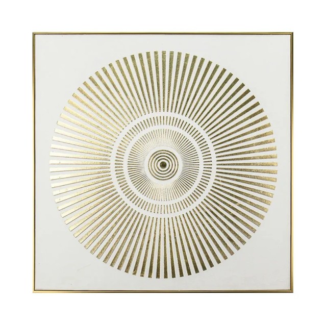 ΠΙΝΑΚΑΣ ΚΑΜΒΑΣ ΚΥΚΛΟΙ ΑΚΤΙΝΩΤΟΙ ΧΡΥΣΟ/ΛΕΥΚΟ ΑΝΑΓΛΥΦΟ ΕΦΕ ΣΕ ΚΟΡΝΙΖΑ - 70x70x3cm 12/ΚΙΒ