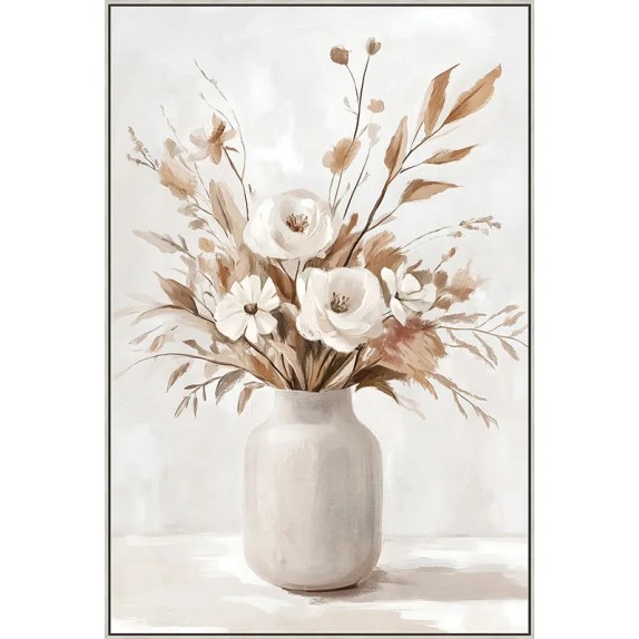 ΠΙΝΑΚΑΣ ΚΑΜΒΑΣ ΕΚΡΟΥ/ΚΑΦΕ ΒΑΖΟ ΜΕ ΛΟΥΛΟΥΔΙΑ ΣΕ ΚΟΡΝΙΖΑ - 82.5x122.5x3.5cm 6/ΚΙΒ – Δημιουργεί αίσθηση πολυτέλειας χωρίς κόπο | ir