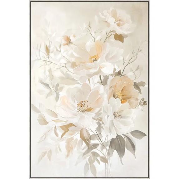 ΠΙΝΑΚΑΣ ΚΑΜΒΑΣ ΕΚΡΟΥ/ΓΚΡΙ ΛΟΥΛΟΥΔΙΑ ΣΕ ΚΟΡΝΙΖΑ - 82.5x122.5x3.5cm 6/ΚΙΒ – Προσφέρει μοναδική αισθητική | iroots.gr