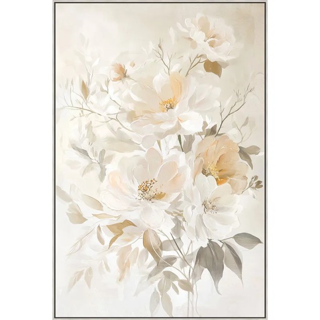 ΠΙΝΑΚΑΣ ΚΑΜΒΑΣ ΕΚΡΟΥ/ΓΚΡΙ ΛΟΥΛΟΥΔΙΑ ΣΕ ΚΟΡΝΙΖΑ - 82.5x122.5x3.5cm 6/ΚΙΒ – Προσφέρει μοναδική αισθητική | iroots.gr