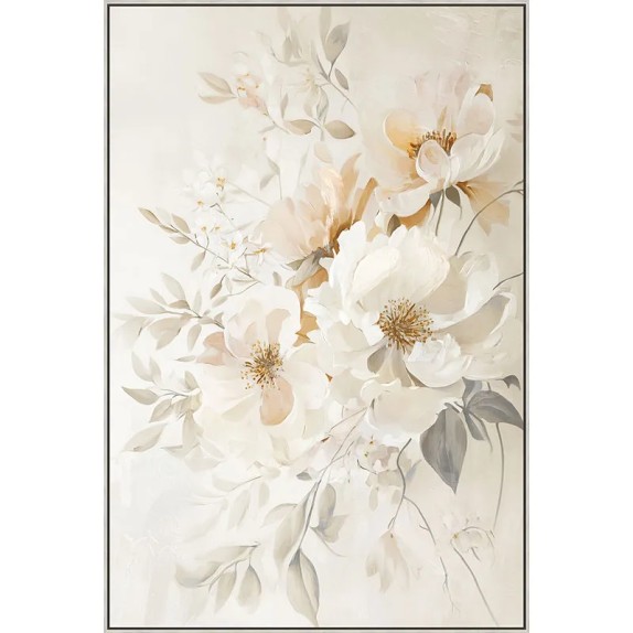 ΠΙΝΑΚΑΣ ΚΑΜΒΑΣ ΕΚΡΟΥ/ΓΚΡΙ ΛΟΥΛΟΥΔΙΑ ΣΕ ΚΟΡΝΙΖΑ - 82.5x122.5x3.5cm 6/ΚΙΒ – Δημιουργεί αίσθηση πολυτέλειας χωρίς κόπο | iroots.gr