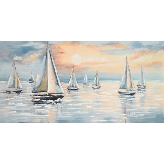 ΠΙΝΑΚΑΣ ΚΑΜΒΑΣ ΜΠΛΕ ΠΑΡΑΛΛΗΛΟΓΡΑΜΜΟΣ ΜΕ ΚΑΡΑΒΙΑ, ΘΑΛΑΣΣΑ ΚΑΙ ΗΛΙΟΣ 60x120CM 8/KIB – Δίνει premium χαρακτήρα στο περιβάλλον | iro