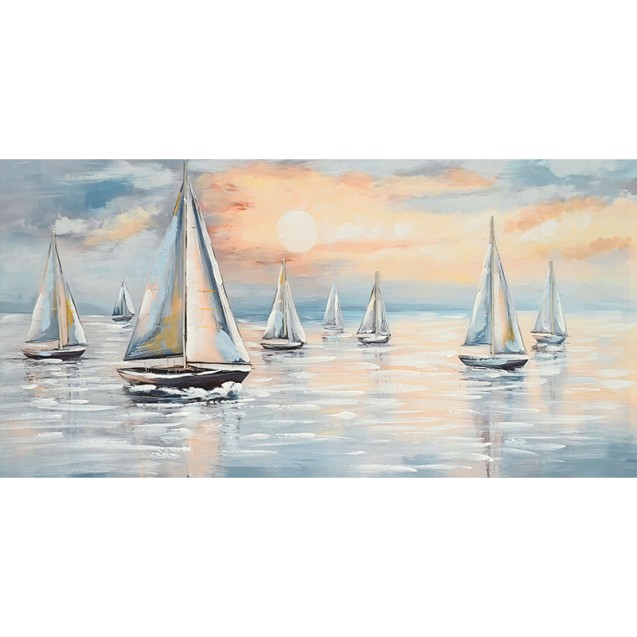 ΠΙΝΑΚΑΣ ΚΑΜΒΑΣ ΜΠΛΕ ΠΑΡΑΛΛΗΛΟΓΡΑΜΜΟΣ ΜΕ ΚΑΡΑΒΙΑ, ΘΑΛΑΣΣΑ ΚΑΙ ΗΛΙΟΣ 60x120CM 8/KIB – Δίνει premium χαρακτήρα στο περιβάλλον | iro