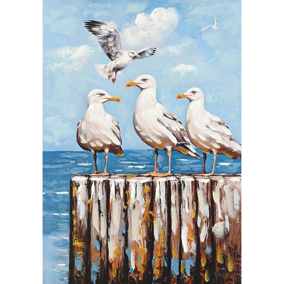 ΠΙΝΑΚΑΣ ΚΑΜΒΑΣ ΜΠΛΕ ΜΕ ΠΟΥΛΙΑ ΚΑΙ ΘΑΛΑΣΣΑ 70x100CM 8/KIB – Προσφέρει μοναδική αισθητική | iroots.gr