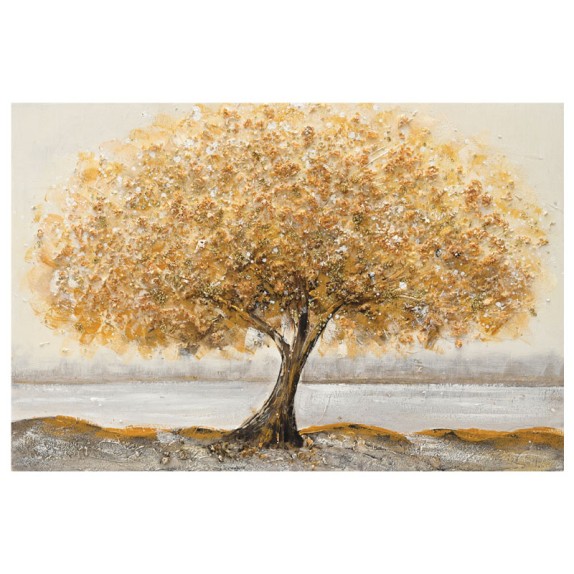 ΠΙΝΑΚΑΣ ΚΑΜΒΑΣ ΧΡΥΣΟΣ ΜΕ ΕΝΑ ΜΕΓΑΛΟ ΔΕΝΤΡΟ 60x90CM 10/KIB – Ταιριάζει σε κάθε μοντέρνο ή επαγγελματικό χώρο | iroots.gr