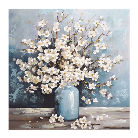 ΠΙΝΑΚΑΣ ΚΑΜΒΑΣ ΜΠΛΕ-ΛΕΥΚΟ ΒΑΖΟ ΜΕ ΜΑΡΓΑΡΙΤΕΣ 80x80CM 8/KIB – Δίνει premium χαρακτήρα στο περιβάλλον | iroots.gr