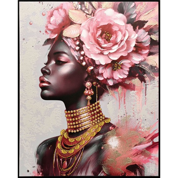 ΠΙΝΑΚΑΣ ΚΑΜΒΑΣ ΡΟΖ-ΚΑΦΕ-ΧΡΥΣΟ ΓΥΝΑΙΚΑ ΑΦΡΙΚΑΝΑ ΜΕ ΛΟΥΛΟΥΣΙΑ ΣΤΟ ΚΕΦΑΛΙ 82x102CM 6/KIB – Ταιριάζει σε κάθε μοντέρνο ή επαγγελματι