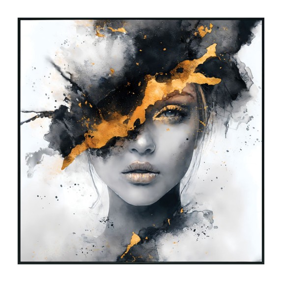 ΠΙΝΑΚΑΣ ΚΑΜΒΑΣ ΑΣΠΡΟΜΑΥΡΟ ΜΙΣΟ ΠΡΟΣΩΠΟ ΓΥΝΑΙΚΑΣ ΜΕ ΧΡΥΣΗ ΛΕΠΤΟΜΕΡΙΑ 82x82CM 6/KIB – Αναβαθμίζει άμεσα τον χώρο σου | iroots.gr