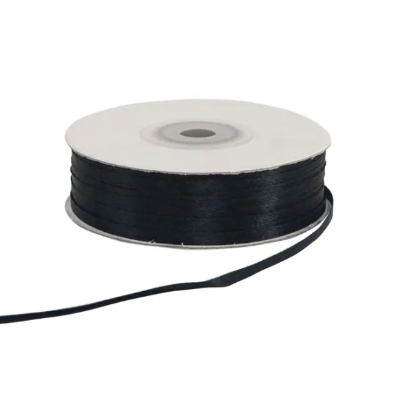 ΜΑΥΡO ΚΟΡΔΕΛΑ ΣΑΤΕΝ 100yd ΔΙΠΛΗΣ ΟΨΕΩΣ ΠΛΑΤΟΣ 3mm – Δίνει premium χαρακτήρα στο περιβάλλον | iroots.gr