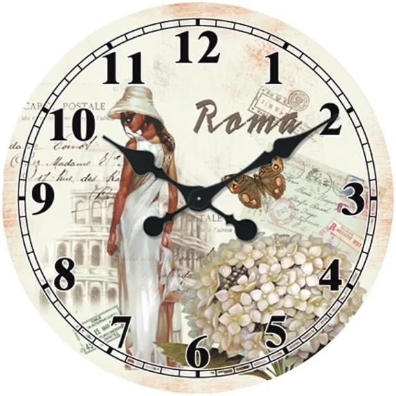 ΔΙΑΚΟΣΜΗΤΙΚΟ ΩΡΟΛΟΪ ΤΟΙΧΟΥ MDF - ΡΩΜΗ Φ60cm 1/6ΚΙΒ – Δίνει premium χαρακτήρα στο περιβάλλον | iroots.gr