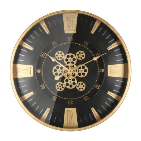 ΩΡΟΛΟΪ ΤΟΙΧΟΥ ΧΡΥΣΟ/ΜΑΥΡΟ ΜΕΤΑΛΛΙΚΟ ΣΤΡΟΓΓΥΛΟ ΜΕ ΓΡΑΝΑΖΙΑ & ΓΥΑΛΙ - Φ69x7.5cm 1/ΚΙΒ – Ταιριάζει σε κάθε μοντέρνο ή επαγγελματικό