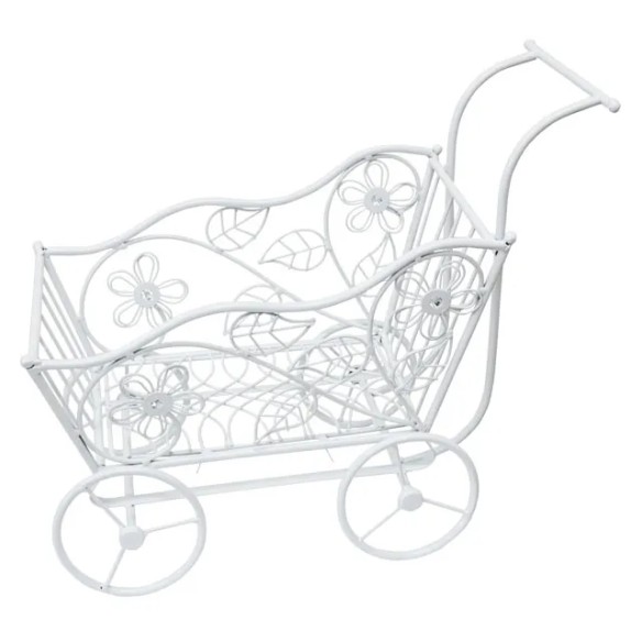 ΜΕΤΑΛΛΙΚΟ ΔΙΑΚΟΣΜΗΤΙΚΟ ΚΑΡΟΤΣΙ ΛΕΥΚΟ 53x22x40cm – Προσφέρει μοναδική αισθητική | iroots.gr