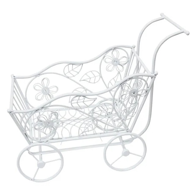 ΜΕΤΑΛΛΙΚΟ ΔΙΑΚΟΣΜΗΤΙΚΟ ΚΑΡΟΤΣΙ ΛΕΥΚΟ 53x22x40cm – Προσφέρει μοναδική αισθητική | iroots.gr