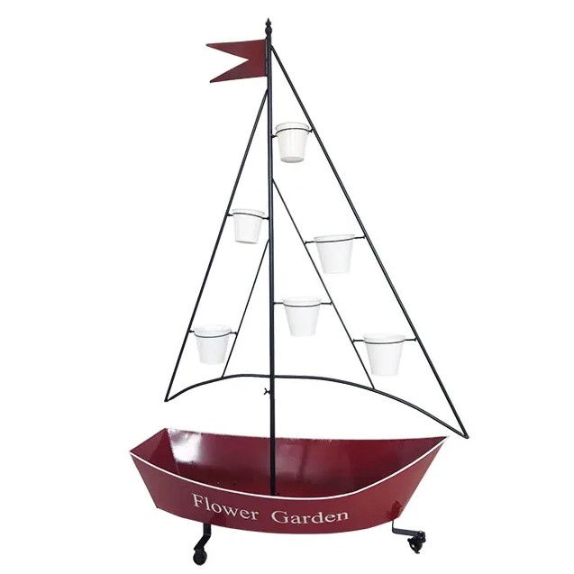 ΖΑΡΝΤΙΝΙΕΡΑ-ΣΤΑΝΤ ΚΑΡΑΒΙ ΜΕΤΑΛΛΙΚΟ ΚΟΚΚΙΝΟ-ΜΑΥΡΟ ΜΕ 6 ΓΛΑΣΤΡΕΣ 105x45x165cm – Προσφέρει μοναδική αισθητική | iroots.gr