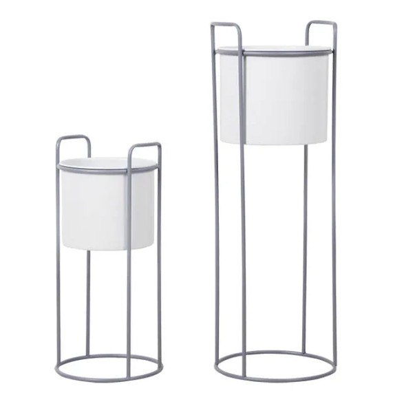 ΜΕΤΑΛΛΙΚΟ ΣΤΑΝΤ-ΚΑΣΠΩ ΣΕΤ/2 ΓΚΡΙ-ΛΕΥΚΟ L:25x70x76 S:23x44x50cm 2/ΚΙΒ – Δίνει premium χαρακτήρα στο περιβάλλον | iroots.gr