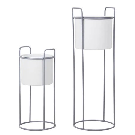 ΜΕΤΑΛΛΙΚΟ ΣΤΑΝΤ-ΚΑΣΠΩ ΣΕΤ/2 ΓΚΡΙ-ΛΕΥΚΟ L:25x70x76 S:23x44x50cm 2/ΚΙΒ – Δίνει premium χαρακτήρα στο περιβάλλον | iroots.gr