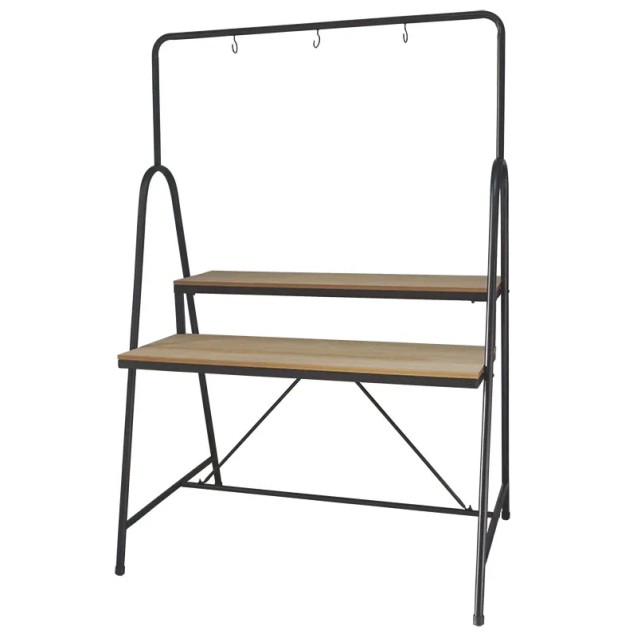 ΜΕΤΑΛΛΙΚΟ/ΞΥΛΙΝΟ ΣΤΑΝΤ ΜΑΥΡΟ ΜΕ ΠΑΓΚΟΥΣ 2 ΕΠΙΠΕΔΩΝ - 127x87x188cm 1/ΚΙΒ – Προσφέρει μοναδική αισθητική | iroots.gr