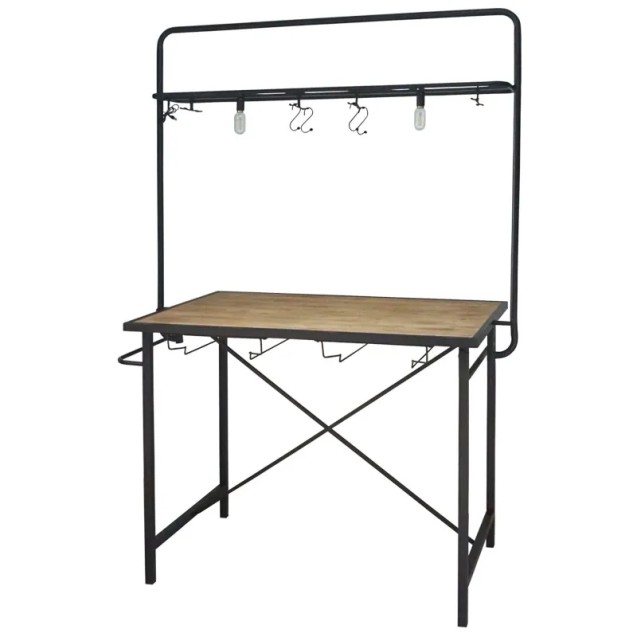 ΜΕΤΑΛΛΙΚΟ/ΞΥΛΙΝΟ ΠΑΓΚΟΣ-ΜΠΑΡ ΜΑΥΡΟ ΜΕ ΦΩΤΙΣΜΟ LED - 140x80x197cm 1/KIB – Ταιριάζει σε κάθε μοντέρνο ή επαγγελματικό χώρο | iroot