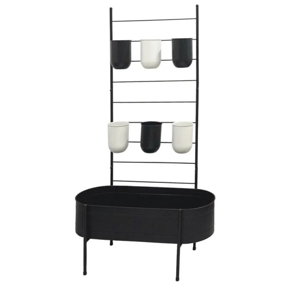 ΜΕΤΑΛΛΙΚΟ ΜΑΥΡΟ ΖΑΡΝΤΙΝΙΕΡΑ-ΣΤΑΝΤ ΜΕ ΓΛΑΣΤΡΕΣ - 81.3x35.5x152.5cm 2/ΚΙΒ – Ταιριάζει σε κάθε μοντέρνο ή επαγγελματικό χώρο | iroo