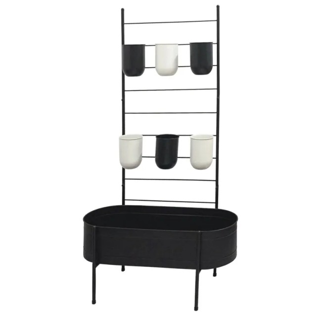 ΜΕΤΑΛΛΙΚΟ ΜΑΥΡΟ ΖΑΡΝΤΙΝΙΕΡΑ-ΣΤΑΝΤ ΜΕ ΓΛΑΣΤΡΕΣ - 81.3x35.5x152.5cm 2/ΚΙΒ – Ταιριάζει σε κάθε μοντέρνο ή επαγγελματικό χώρο | iroo