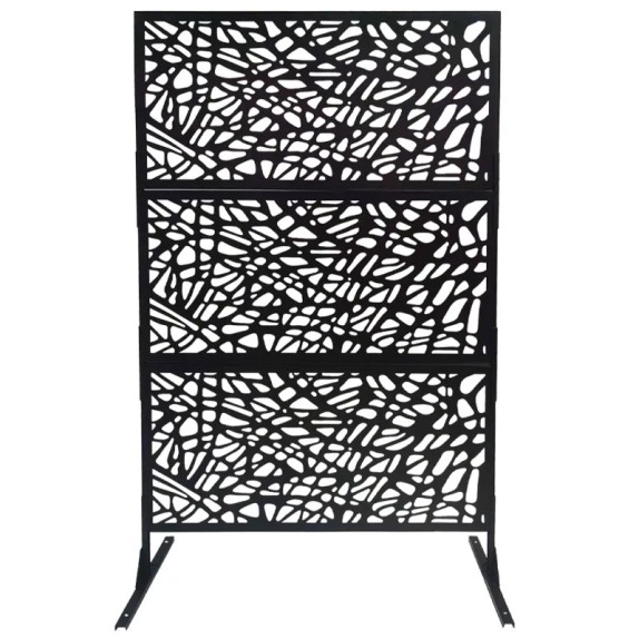 ΔΙΑΧΩΡΙΣΤΙΚΟ ΜΕΤΑΛΛΙΚΟ ΜΑΥΡΟ ΔΙΑΤΡΗΤΟ ΣΧΕΔΙΟ ΑΡΑΧΝΗ - ΡΥΘΜΙΣΗ ΥΨΟΥΣ 3 ΜΕΓΕΘΗ - 117x50x193cm – Δίνει premium χαρακτήρα στο περιβά