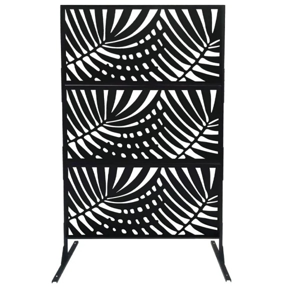 ΔΙΑΧΩΡΙΣΤΙΚΟ ΜΕΤΑΛΛΙΚΟ ΜΑΥΡΟ ΔΙΑΤΡΗΤΟ ΣΧΕΔΙΟ ΦΟΙΝΙΚΕΣ - ΡΥΘΜΙΣΗ ΥΨΟΥΣ 3 ΜΕΓΕΘΗ - 117x50x193cm – Αναβαθμίζει άμεσα τον χώρο σου |