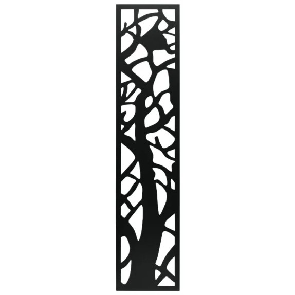 ΜΕΤΑΛΛΙΚΟ ΔΙΑΚΟΣΜΗΤΙΚΟ ΤΟΙΧΟΥ ΜΑΥΡΟ ΔΙΑΤΡΗΤΟ ΣΧΕΔΙΟ ΔΕΝΤΡΟ - 40x180x1.3cm 4/KIB – Ταιριάζει σε κάθε μοντέρνο ή επαγγελματικό χώρ