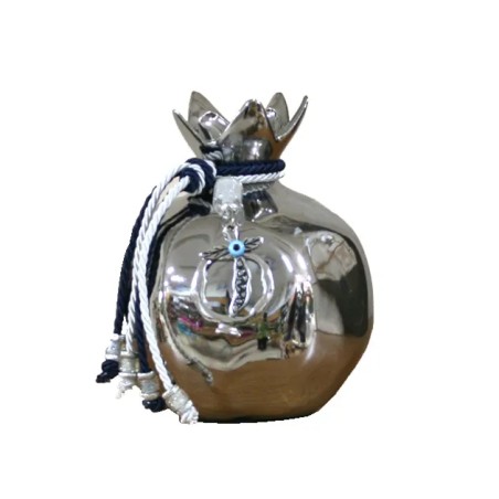 ΣΤΟΛΙΣΜΕΝΟ ΚΕΡΑΜΙΚΟ ΡΟΔΙ ΜΕΓΑΛΟ ΑΣΗΜΙ / ΚΟΡΔΟΝΙ ΜΠΛΕ-ΑΣΠΡΟ 11x13cm – Προσφέρει μοναδική αισθητική | iroots.gr