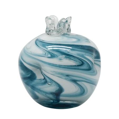 ΡΟΔΙ ΑΠΟ ΦΥΣΗΤΟ ΓΥΑΛΙ ΛΕΥΚΟ ΜΕ ΜΠΛΕ ΝΕΡΑ - Φ12x12.5cm 12/ΚΙΒ – Προσφέρει μοναδική αισθητική | iroots.gr