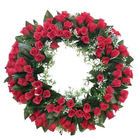 ΣΤΕΦΑΝΙ ΛΟΥΛΟΥΔΙΩΝ KOKKINO ΤΡΙΑΝΤΑΦΥΛΛΟ ΜΠΟΥΜΠΟΥΚΙ - Φ42cm 16/ΚΙΒ – Ταιριάζει σε κάθε μοντέρνο ή επαγγελματικό χώρο | iroots.gr