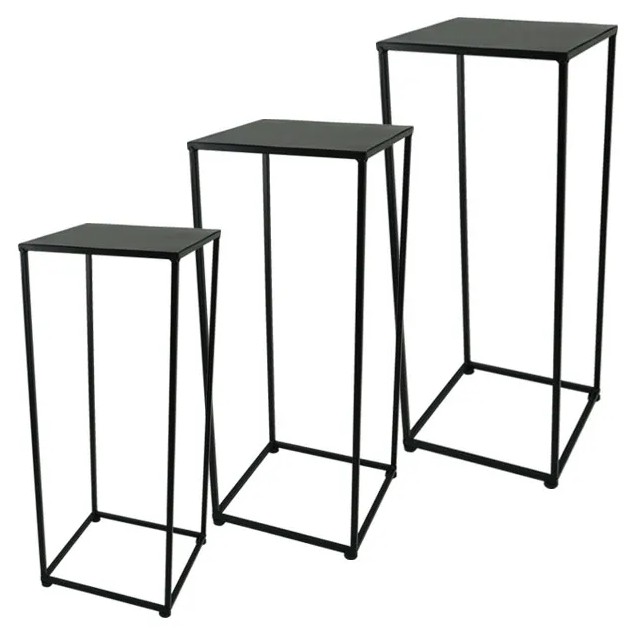 ΜΕΤΑΛΛΙΚΟ ΣΤΑΝΤ ΣΕΤ X3 - ΜΑΥΡΟ 29x29x70, 26x26x65, 22x22x60cm – Δίνει premium χαρακτήρα στο περιβάλλον | iroots.gr