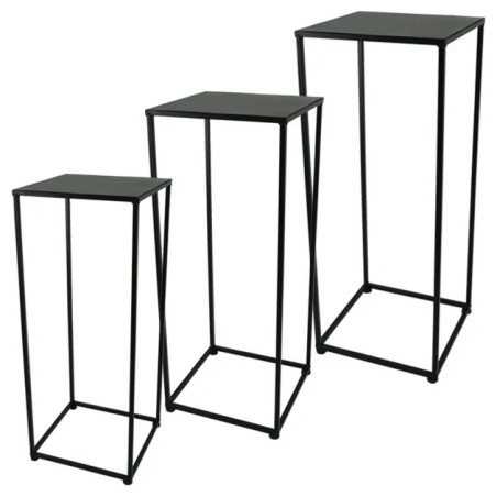 ΜΕΤΑΛΛΙΚΟ ΣΤΑΝΤ ΣΕΤ X3 - ΜΑΥΡΟ 29x29x70, 26x26x65, 22x22x60cm – Δίνει premium χαρακτήρα στο περιβάλλον | iroots.gr