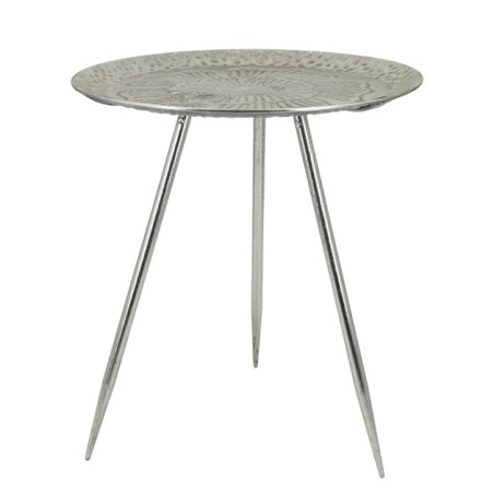 ΜΕΤΑΛΛΙΚΟΣ ΔΙΣΚΟΣ-ΤΡΑΠΕΖΑΚΙ ΑΣΗΜΙ ΣΤΡΟΓΓΥΛΟ Φ42x48cm 4/ΚΙΒ – Ταιριάζει σε κάθε μοντέρνο ή επαγγελματικό χώρο | iroots.gr