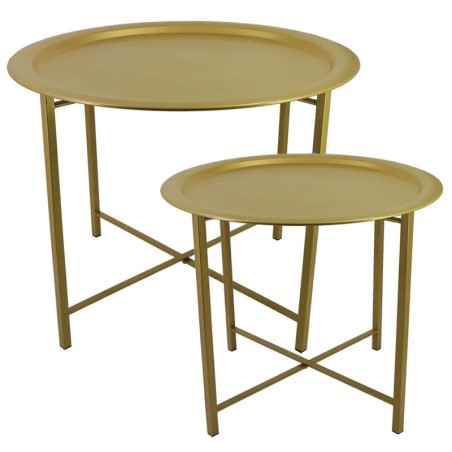 ΤΡΑΠΕΖΑΚΙΑ ΣΕΤ/2 ΜΕΤΑΛΛΙΚΑ ΣΤΡΟΓΓΥΛΑ ΧΡΥΣΟ L:Φ62x48.5, S:Φ52x43.5cm 1/ΚΙΒ – Προσφέρει μοναδική αισθητική | iroots.gr