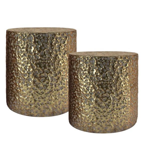 ΜΕΤΑΛΛΙΚA ΤΡΑΠΕΖAKIA ΣΕΤ/2 ΣΤΡΟΓΓΥΛΑ ΧΡΥΣΟ ΣΦΥΡΙΛΑΤΟ - L:Φ51.5x55.5, S:Φ43.5x50cm 1/ΚΙΒ – Δημιουργεί αίσθηση πολυτέλειας χωρίς κ