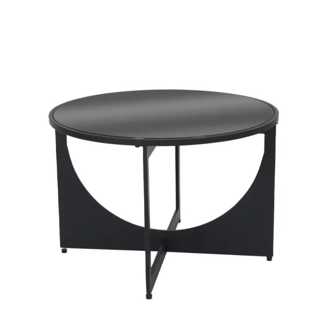 ΤΡΑΠΕΖΙ ΜΕΤΑΛΛΙΚΟ ΜΑΥΡΟ ΜΑΤ ΜΕ ΓΥΑΛΙ ΣΤΡΟΓΓΥΛΛΟ ΚΑΜΑΡΕΣ - Φ61x40cm 1/KIB – Ταιριάζει σε κάθε μοντέρνο ή επαγγελματικό χώρο | iro