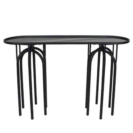 ΚΟΝΣΟΛΑ ΜΕΤΑΛΛΙΚH ΜΑΥΡΟ ΜΑΤ ΜΕ ΓΥΑΛΙ ΣΤΡΟΓΓΥΛΕΜΕΝΟ ΟΡΘΟΓΩΝΙΟ INDUSTRIAL - 120x35.5x81cm 1/KIB – Δημιουργεί αίσθηση πολυτέλειας χ