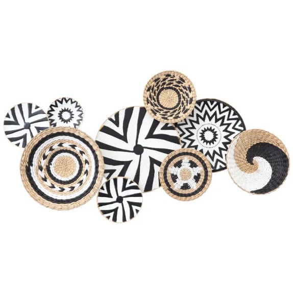 ΜΕΤΑΛΛΙΚO-ΨΑΘΙΝΟ TOIXOY ΧΡΥΣΟ/ΜΑΥΡΟ/ΛΕΥΚΟ/ΚΑΦΕ ΚΥΚΛΟΙ ΣΤΥΛ BOHO - 107.3x57.8x8.9cm 4/KIB – Δημιουργεί αίσθηση πολυτέλειας χωρίς 